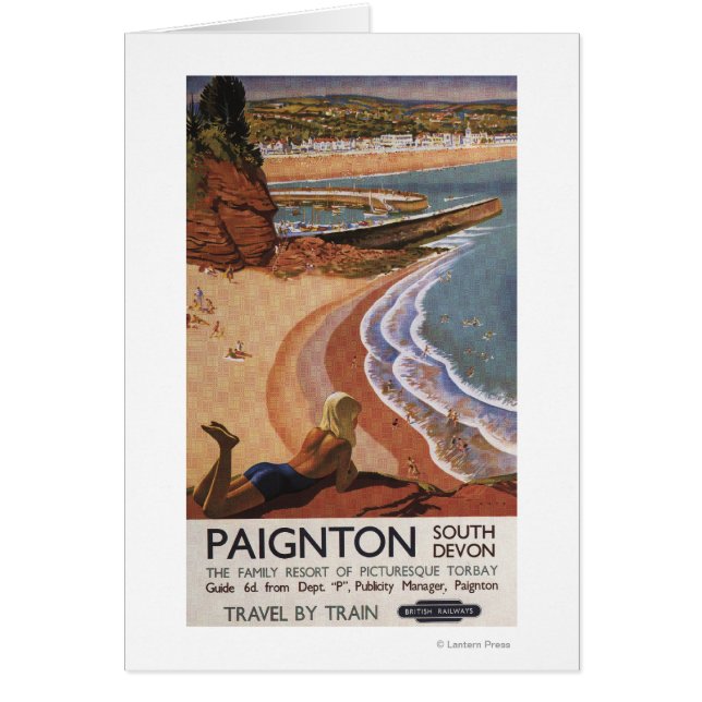 British Railways Girl Tittar över Cliff Hälsningskort (Framsidan)