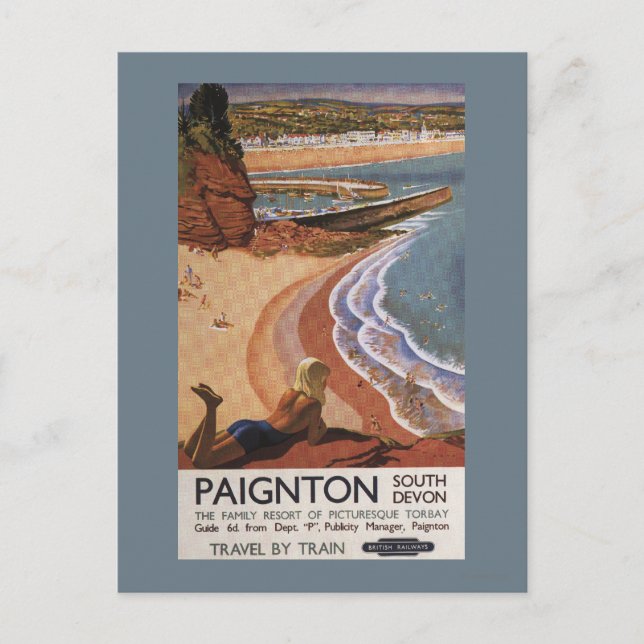 British Railways Girl Tittar över Cliff Vykort (Framsida)