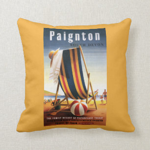 British Railways strandstol och boll-plakat Kudde