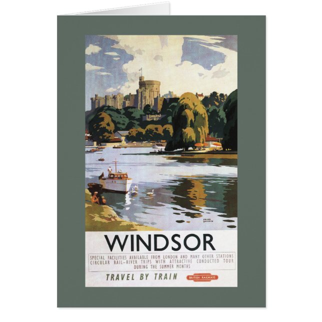 British Railways Windsor Castle Thames Poster Hälsningskort (Framsidan)
