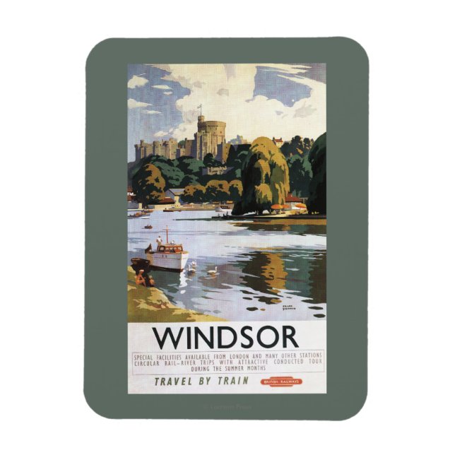 British Railways Windsor Castle Thames Poster Magnet (Vertikal)