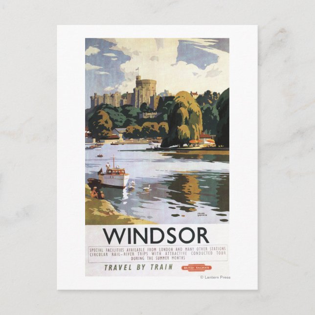 British Railways Windsor Castle Thames Poster Vykort (Framsida)