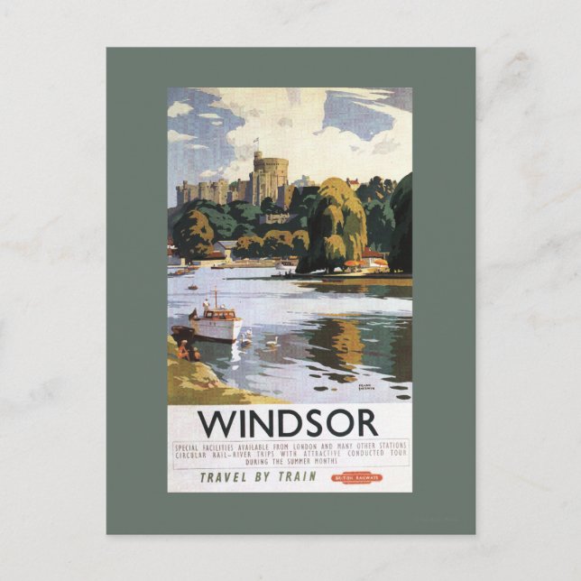 British Railways Windsor Castle Thames Poster Vykort (Framsida)