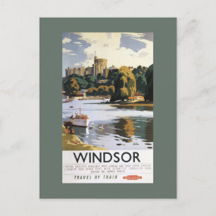 British Railways Windsor Castle Thames Poster Vykort