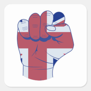 British Razed Fist Fyrkantigt Klistermärke
