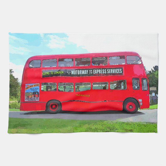 BRITISH RED BUSS KÖKSHANDDUK (Horisontell)
