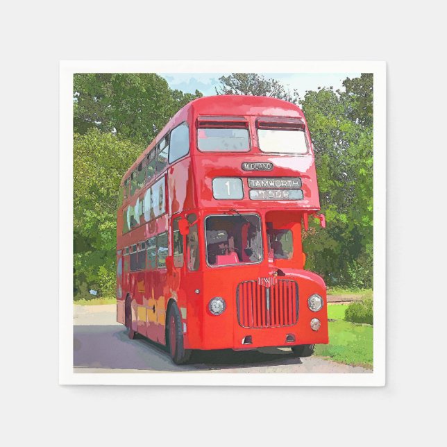 BRITISH RED BUSS PAPPERSSERVETT (Framsidan)