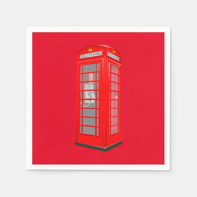 British Red Theme London Mobil Booth Papper Napkin Pappersservett (Framsidan)