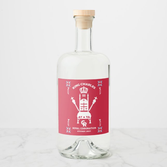 British Royal Coronation Kung Charles III Spritflaskor Etikett (Framsida)
