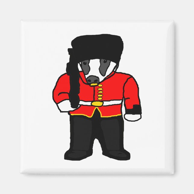 British Royal Guard UK Badger Beefeater Tecknad Magnet (Framsidan)
