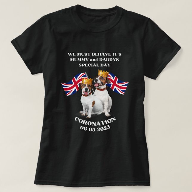 British Royal Hund Union Jack UK Kung Coronat T Shirt (Design framsida)