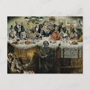 British Scrooge Queen Victoria - julmiddag Helg Vykort