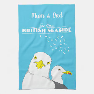 British Seaside Devon och Cornwall Souvenir Kökshandduk