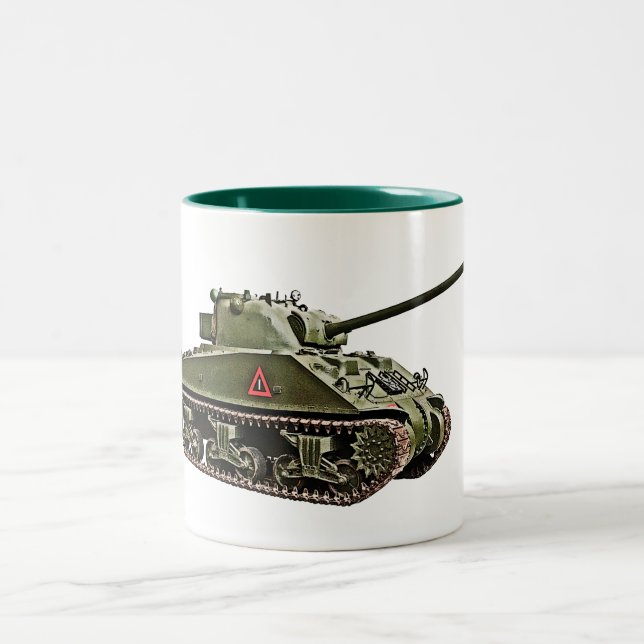 British Sherman VC Firefly tank Två-Tonad Mugg (Center)