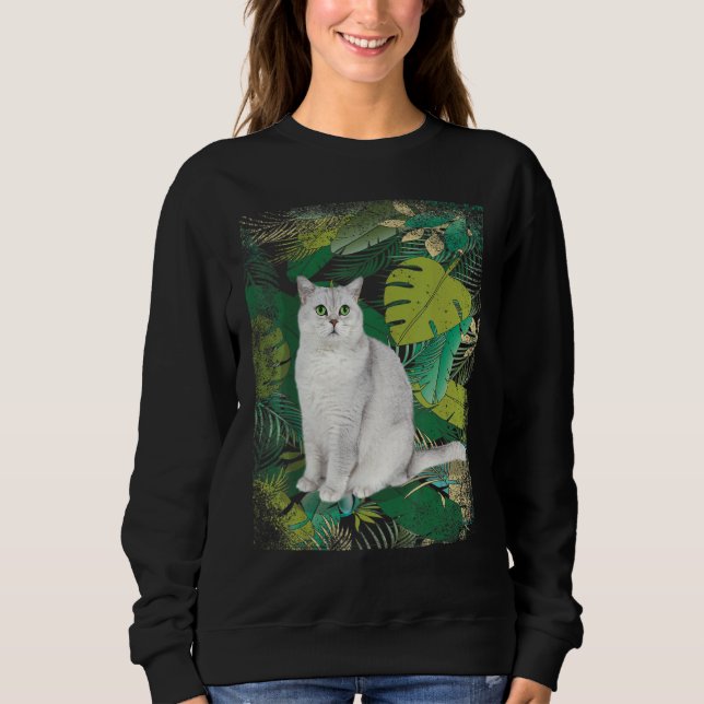 British Short Hair Shorthair Cat Tropical Hawaii V T Shirt (Framsida)