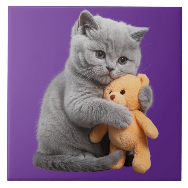 British Shorthair and Nalle Decorative Tile Kakelplatta (Framsidan)