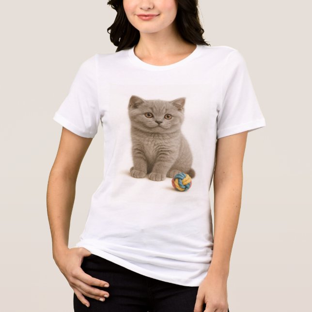 British Shorthair and Yarn Boll Bliss T Shirt (Framsida)