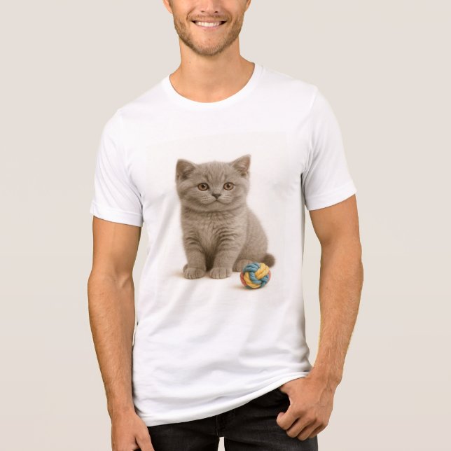 British Shorthair and Yarn Boll Bliss T Shirt (Framsida)