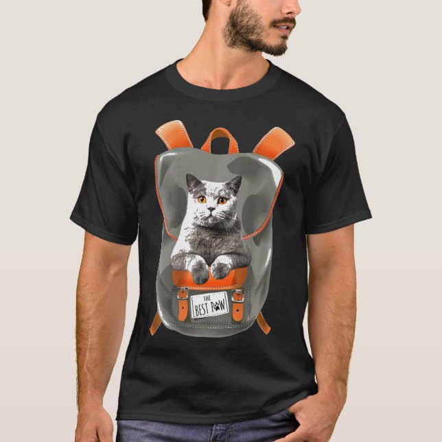 British Shorthair Backpack Pocket Cat Backpack Bag T Shirt (Framsida)