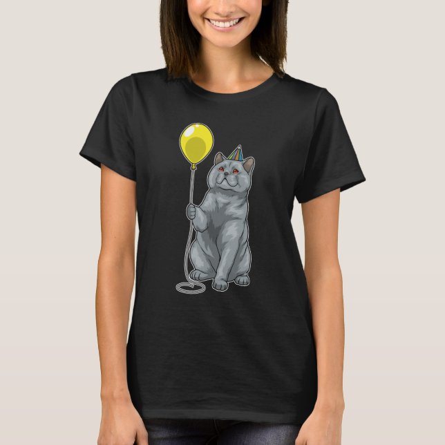 British Shorthair Birthday Balloon T Shirt (Framsida)