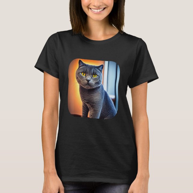 British Shorthair Cat 6 T Shirt (Framsida)