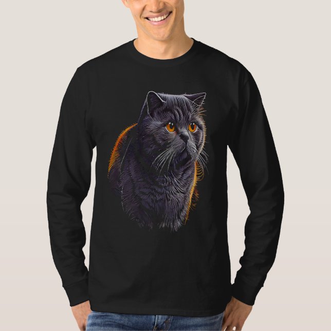 British Shorthair Cat 8 T Shirt (Framsida)