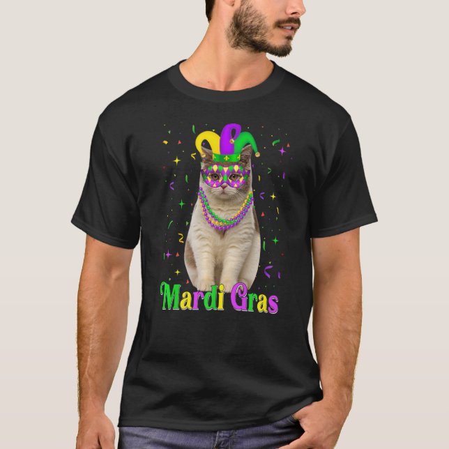 British Shorthair Cat Animals Mardi Gras Carnivals T Shirt (Framsida)