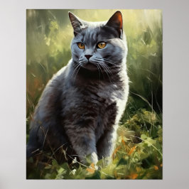 British Shorthair Cat Art Print Poster