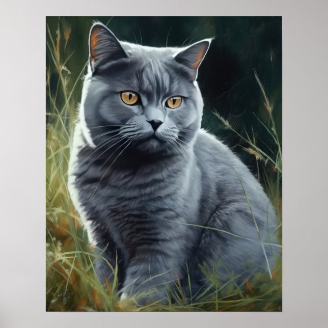 British Shorthair Cat Art Print Poster (Framsidan)