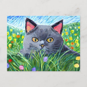 British Shorthair Cat Art Vykort