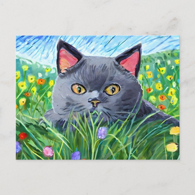 British Shorthair Cat Art Vykort (Framsida)