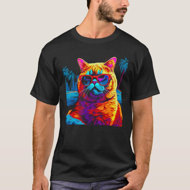 British Shorthair Cat Beach Fashion T Shirt (Framsida)