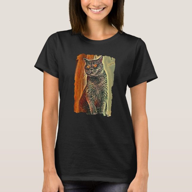 British Shorthair Cat Cute Cats Mom And Cat Dad T Shirt (Framsida)