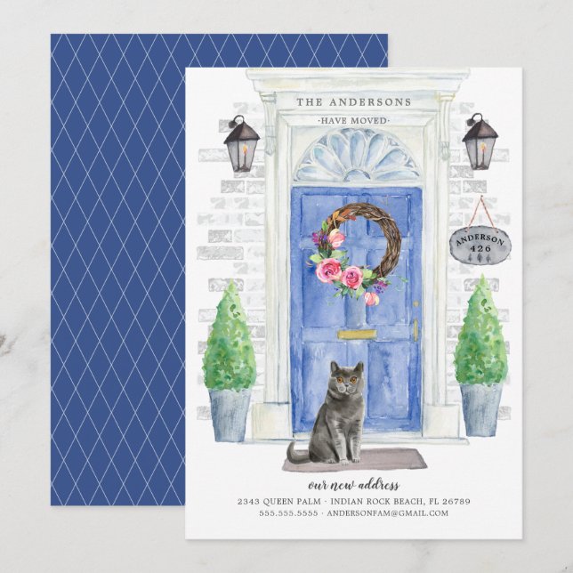 British Shorthair Cat Flytta Notice Inbjudningar (Fram/baksida)