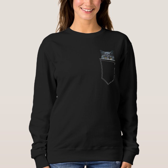 British Shorthair Cat In A Pocket Blue Cats Owner  T Shirt (Framsida)