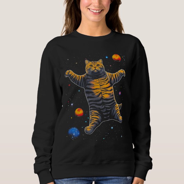 British Shorthair Cat in Space T Shirt (Framsida)