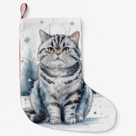 British Shorthair Cat jul Julafton Stocking Liten Julstrumpa