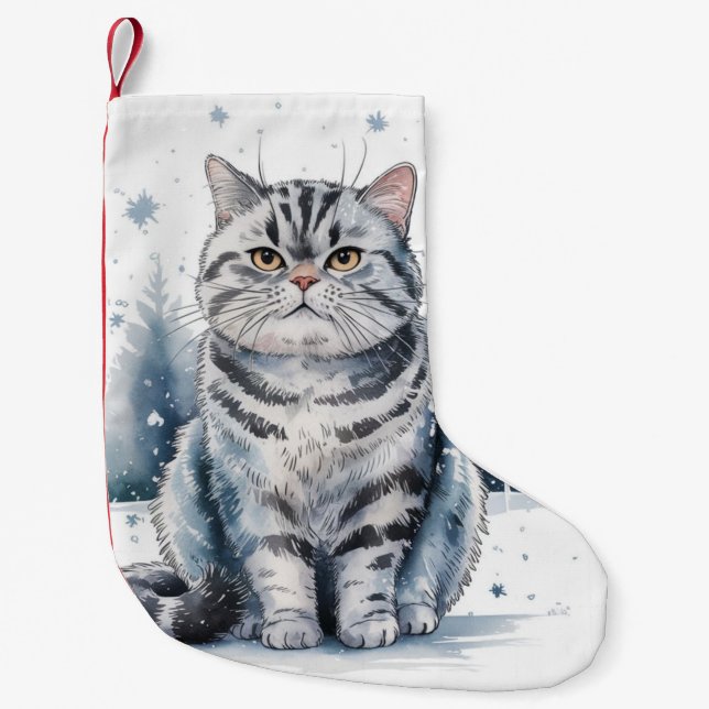 British Shorthair Cat jul Julafton Stocking Liten Julstrumpa (Framsidan)