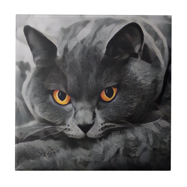 British Shorthair Cat Kakelplatta (Framsidan)