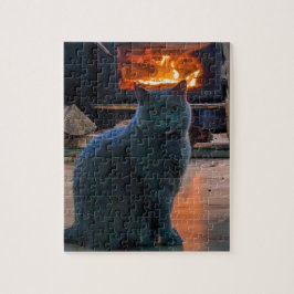British Shorthair Cat Kattunge Fireplace Pussel