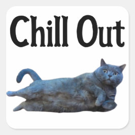 British Shorthair Cat Lutning på Side Chill Out Fyrkantigt Klistermärke