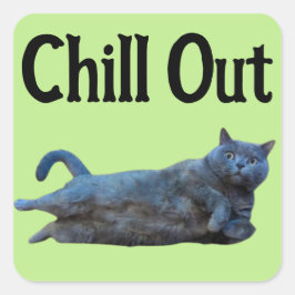 British Shorthair Cat Lutning på Side Chill Out Fyrkantigt Klistermärke