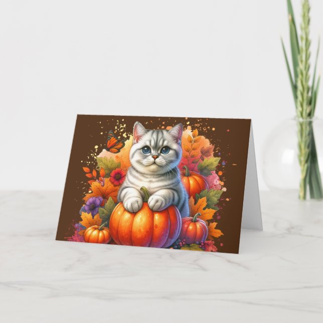 British Shorthair Cat med Pumpkin Kort (Framsida)