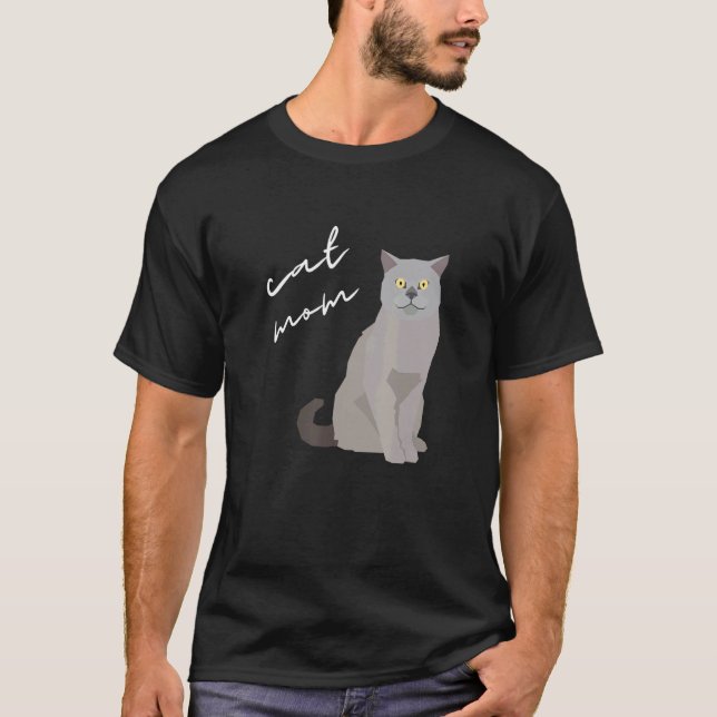 British Shorthair Cat Mom For Cat T Shirt (Framsida)