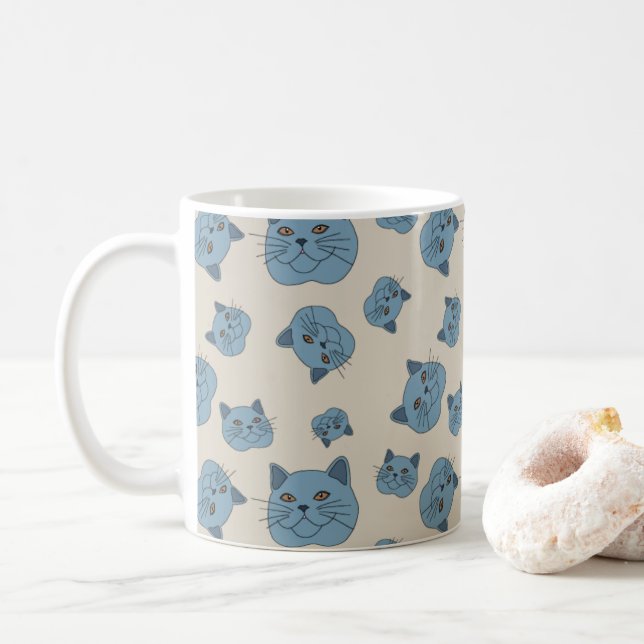 British Shorthair Cat Mönster Kaffemugg (Med munk)
