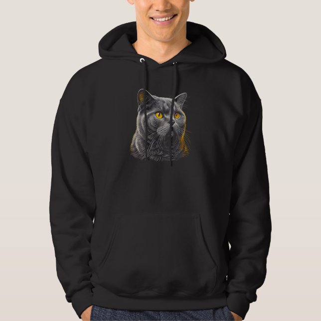 British Shorthair Cat Owner Owners Cats Blue Graph Hoodie (Framsida)