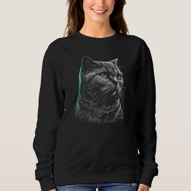 British Shorthair Cat Owner Owners Green Eyes Cats T Shirt (Framsida)