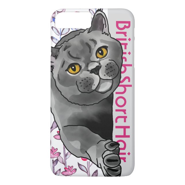 British Shorthair Cat + Pet Namn Case-Mate iPhone Skal (Baksida)