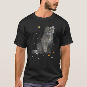 British Shorthair Cat Polygon Geometric Kitten Gra T Shirt