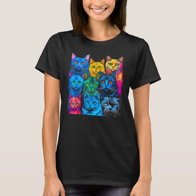 British Shorthair Cat Pop Design T Shirt (Framsida)